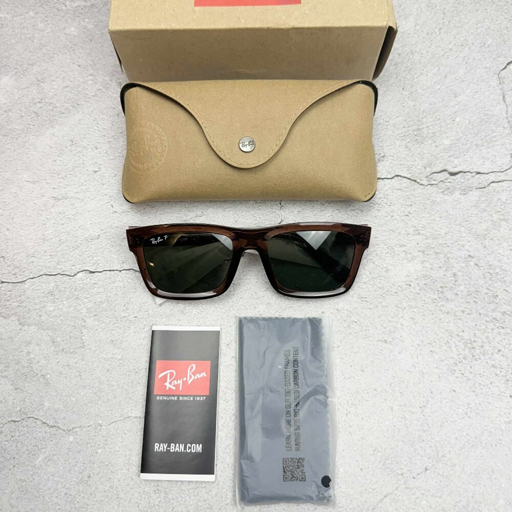 Ray-Ban Unisex RB4396 Bio-Based Rectangle Polarized Sunglasses Brown